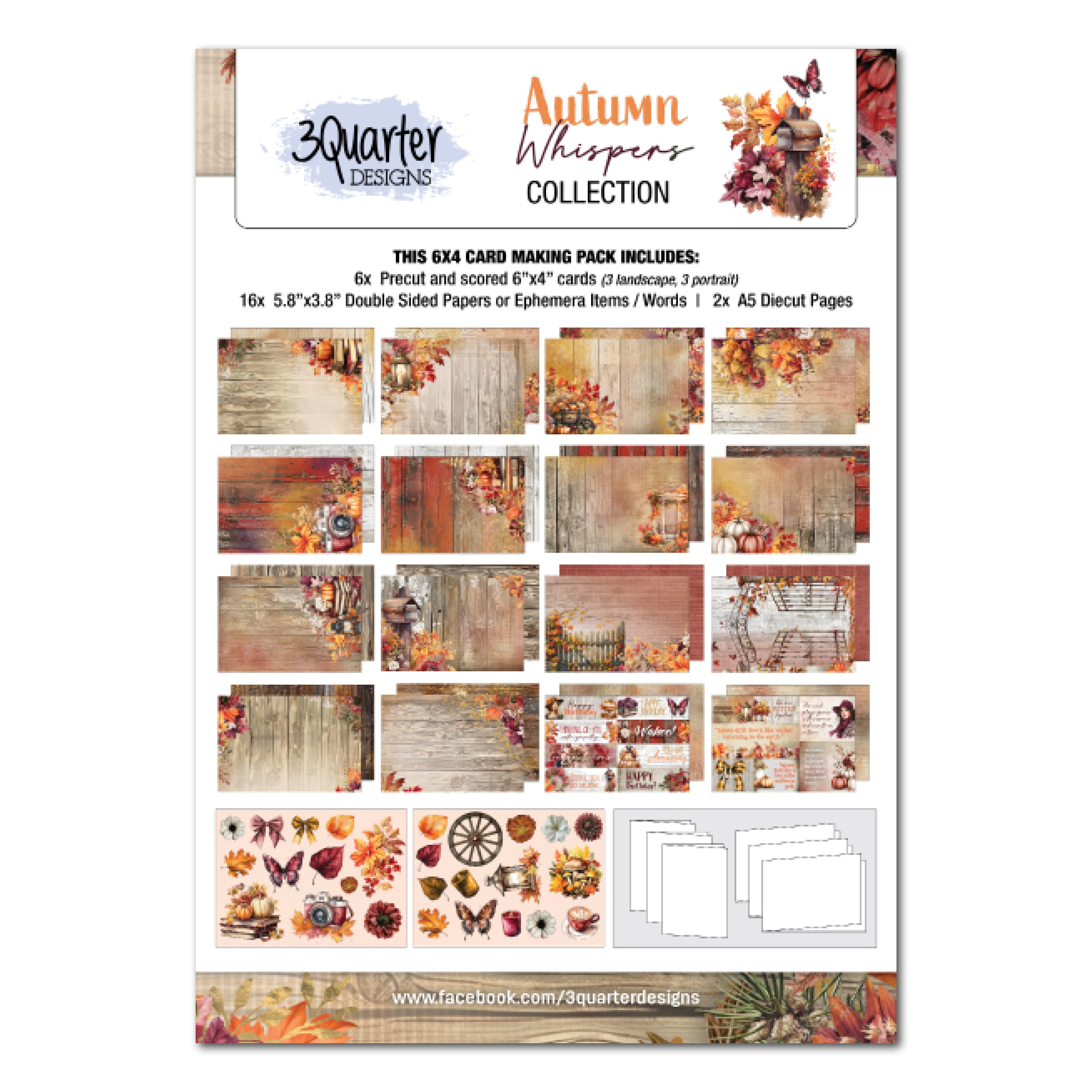 3Quarter Designs Autumn Whispers 6x4 Card Pack