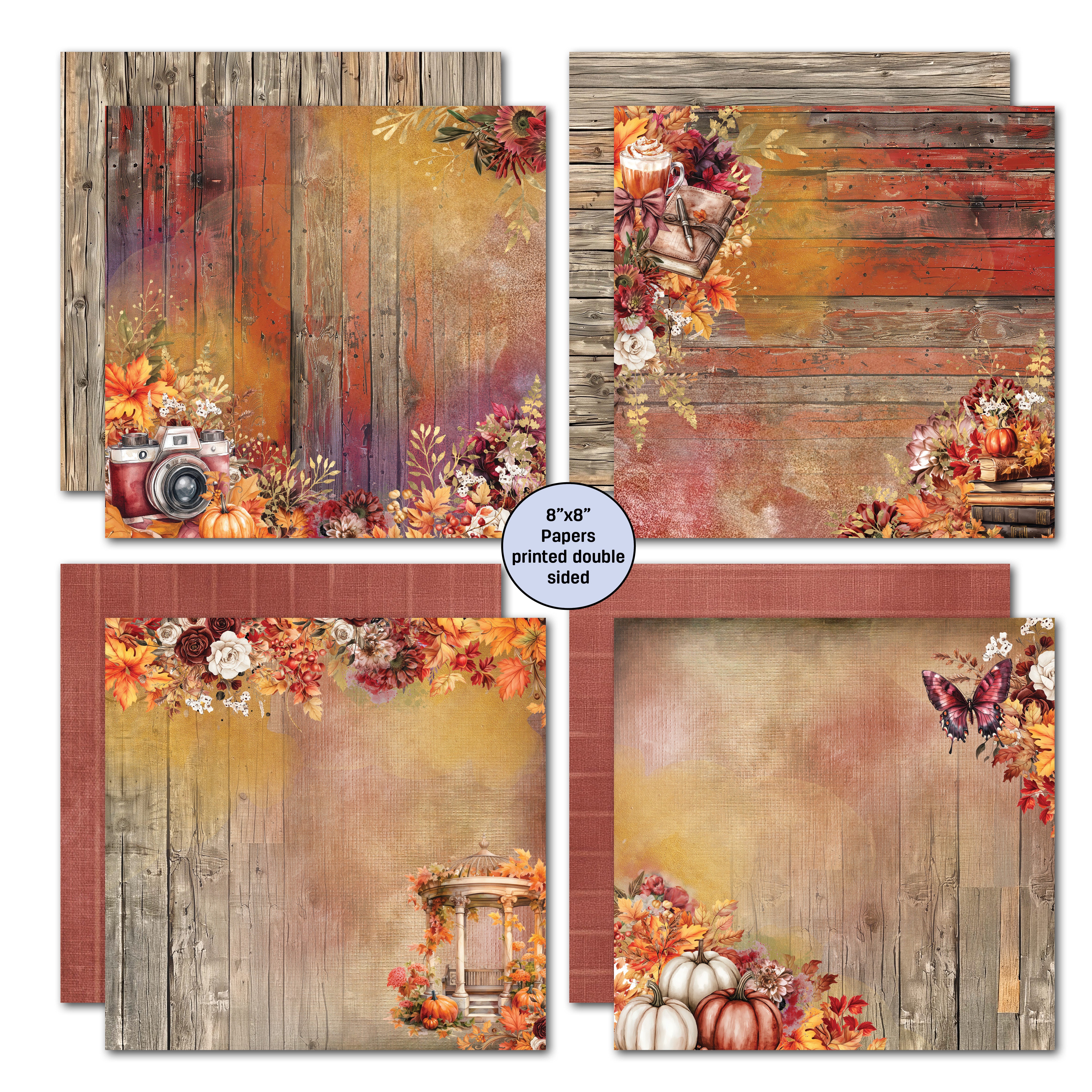 3Quarter Designs Autumn Whispers 8x8 Paper Pack & Diecuts Set