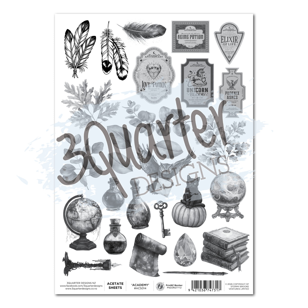 3Quarter Designs Wand Academy - A4 Acetate - 3 Sheets