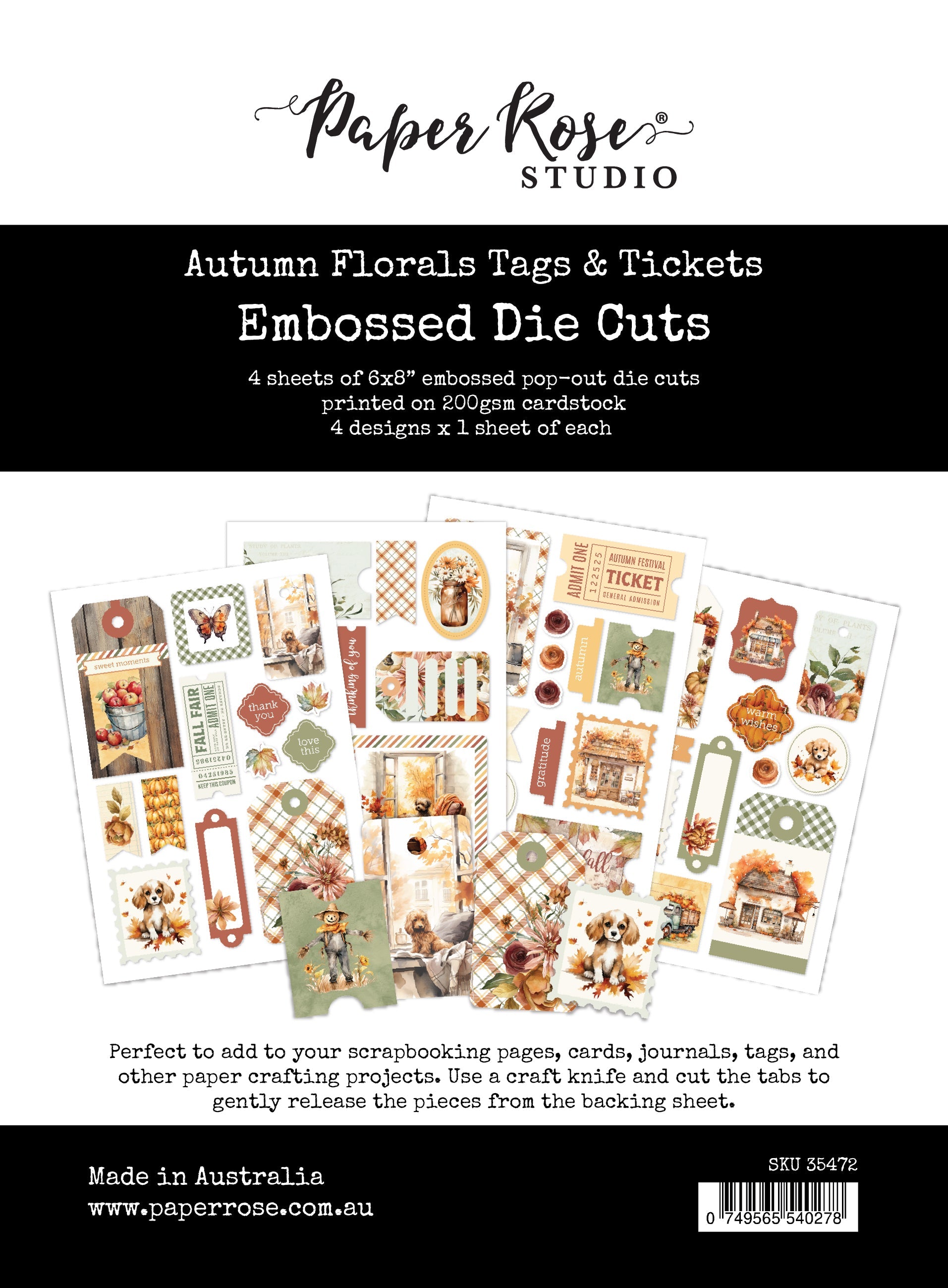 Autumn Florals Tags & Tickets Embossed Die Cuts 35472
