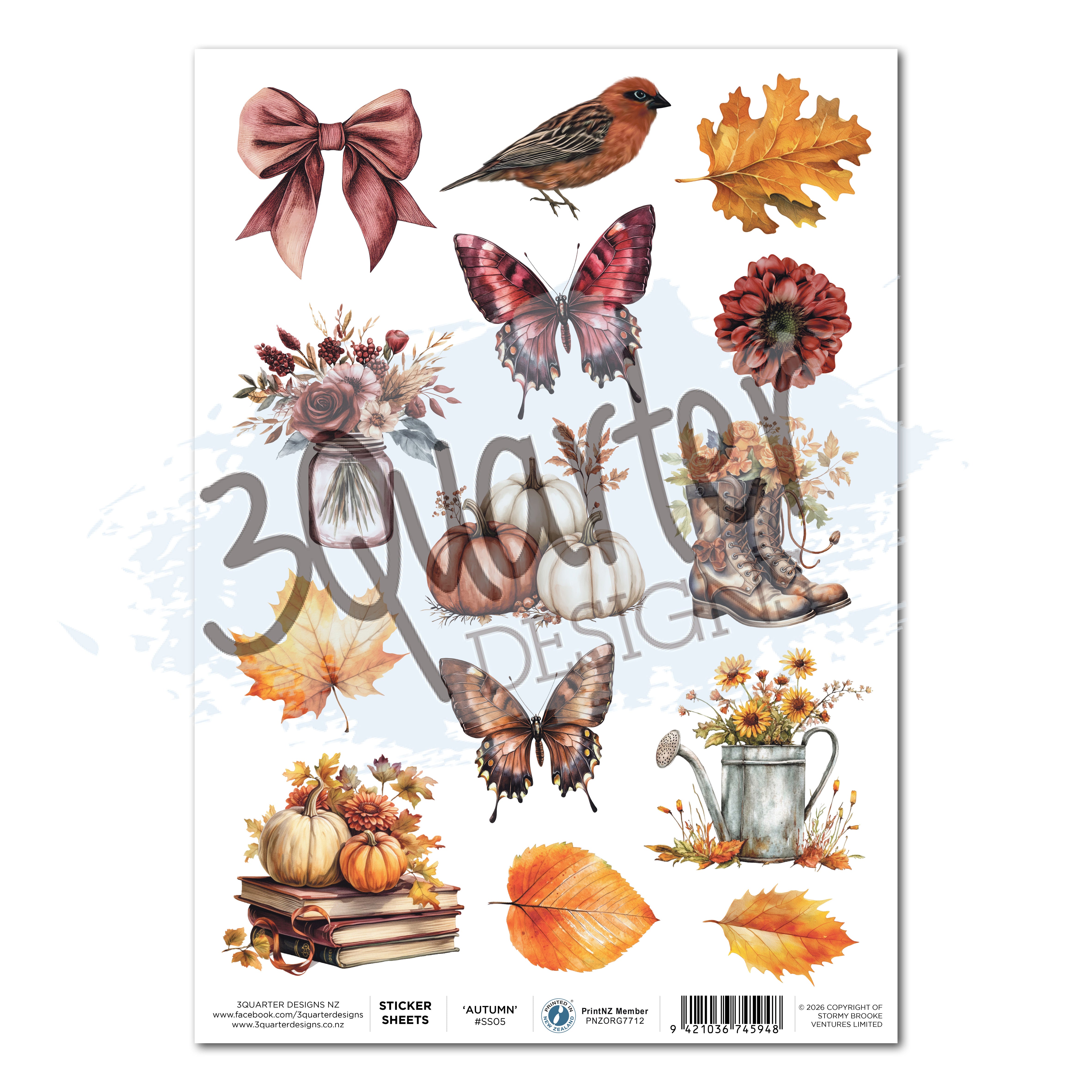 3Quarter Designs Autumn Whispers - A4 Sticker Sheet - 3 Sheets