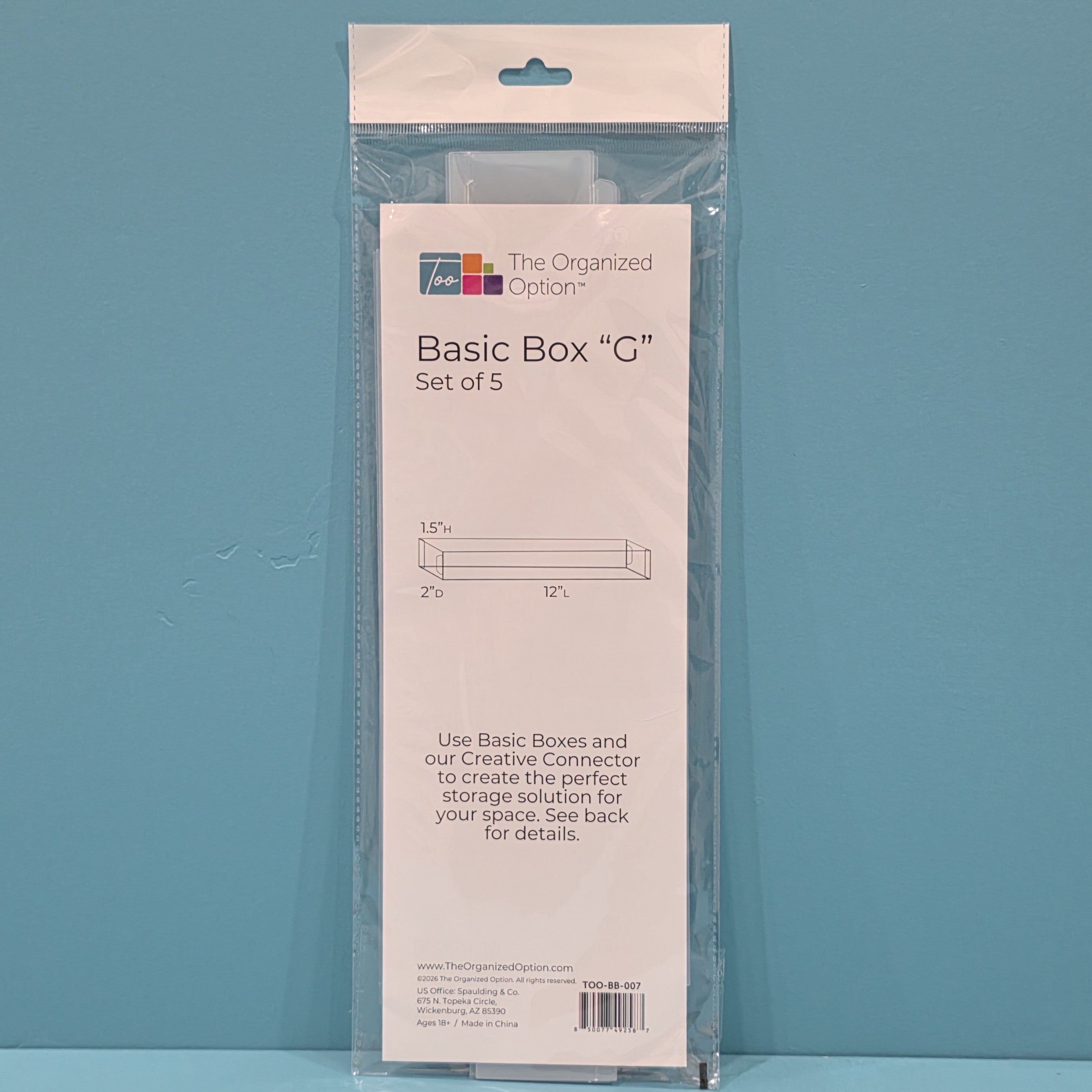 The Organized Option Basic Box "G" - 2.0" W x 12.0" L x 1.5" H - Set of 5