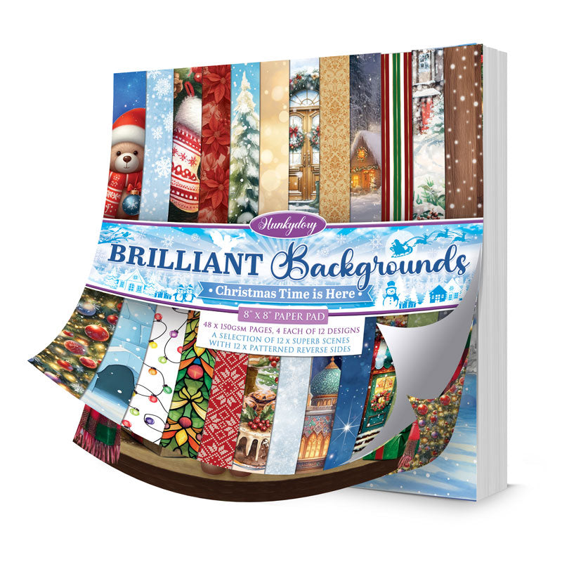 Brilliant Backgrounds - Christmas Time Is Here 8" x 8" Paper Pad