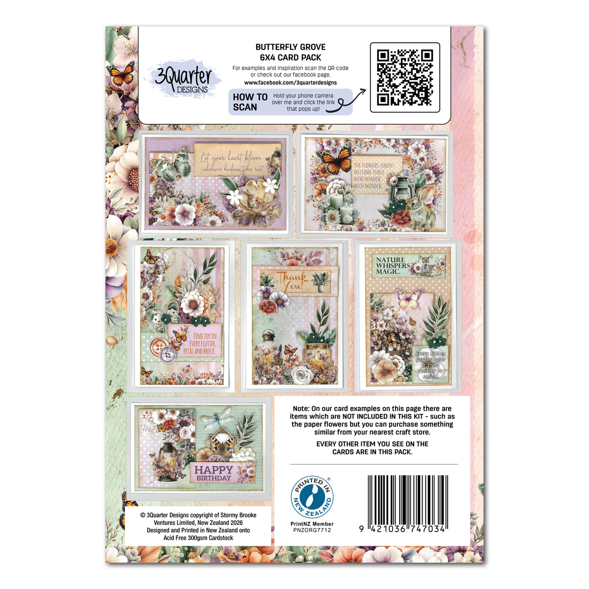 3Quarter Designs Butterfly Grove 6x4 Card Pack