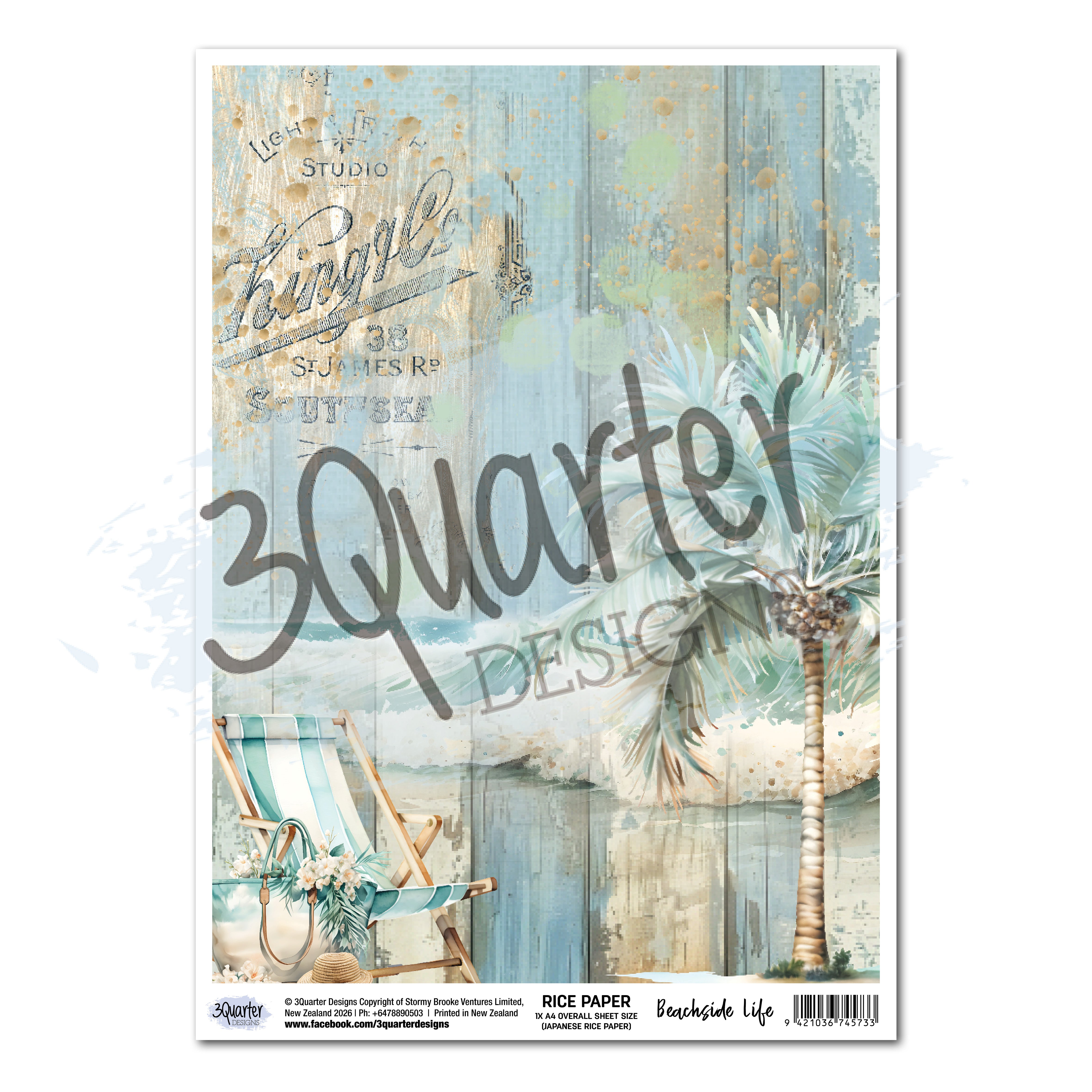 3Quarter Designs Beachside Life - A4 Rice Paper