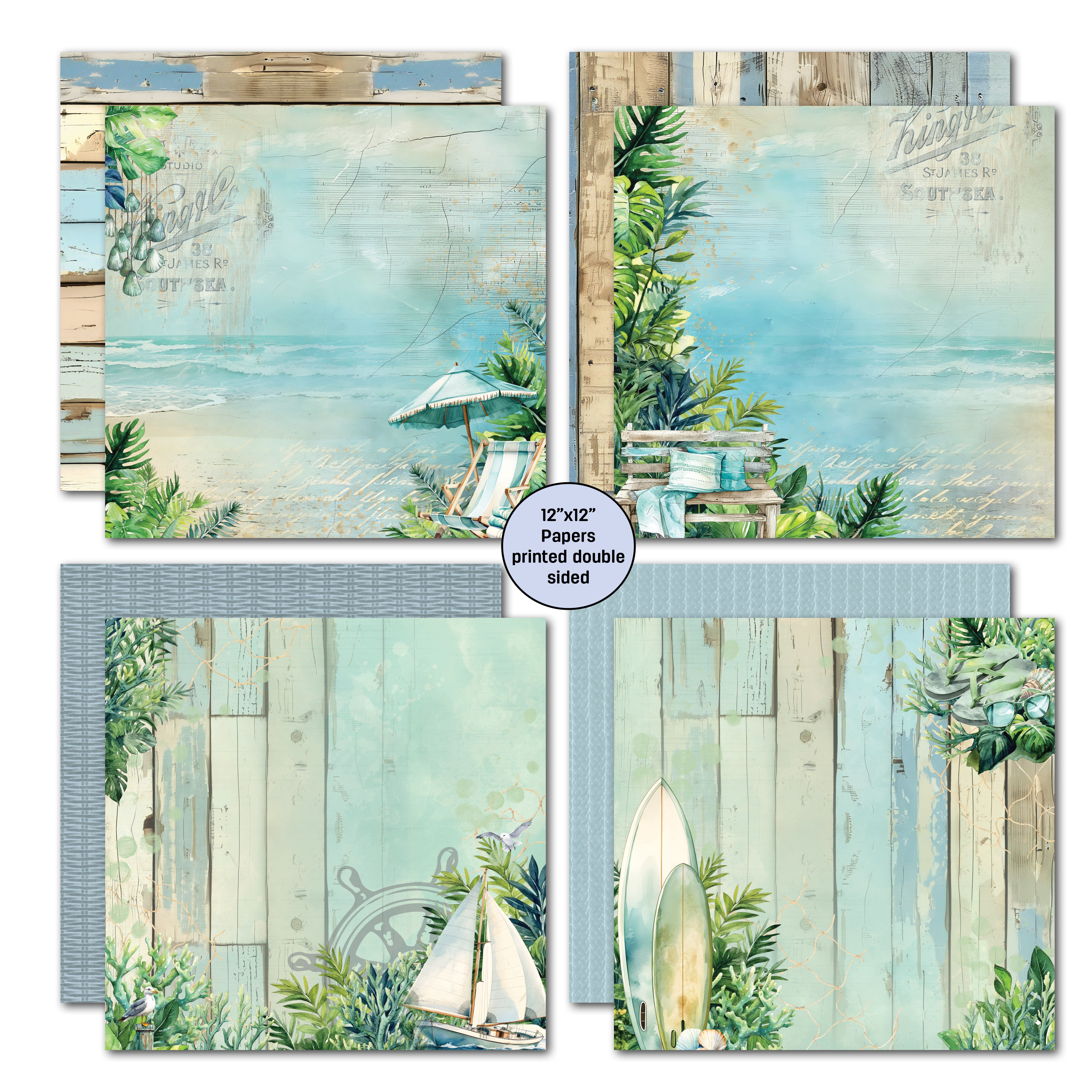 3Quarter Designs Beachside Life 12x12 Design Paper & Diecuts Set