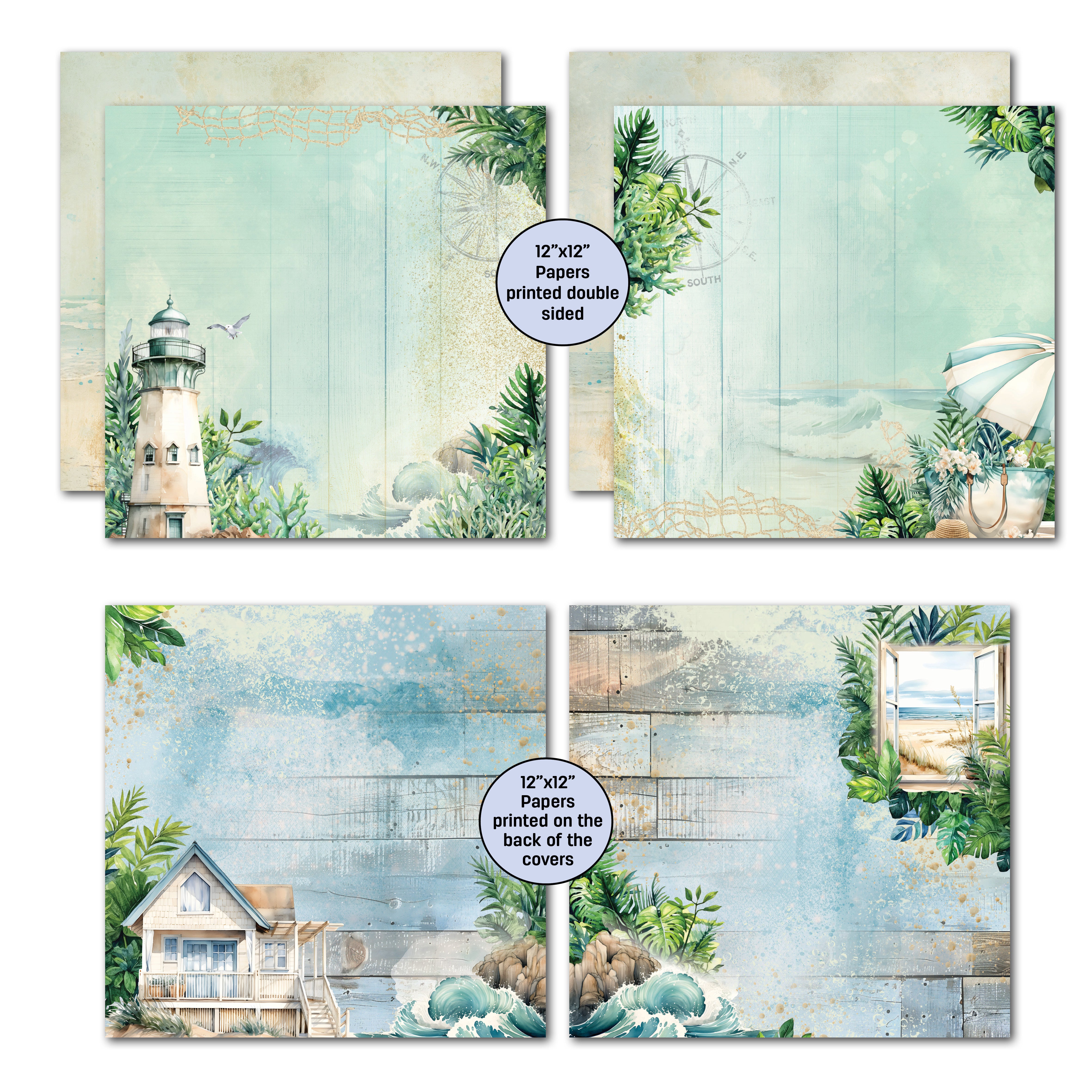 3Quarter Designs Beachside Life 12x12 Design Paper & Diecuts Set