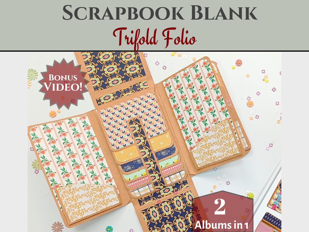 CrafTreat Scrapbook Blanks - TriFold Folio Wallet - Black & Kraft Color