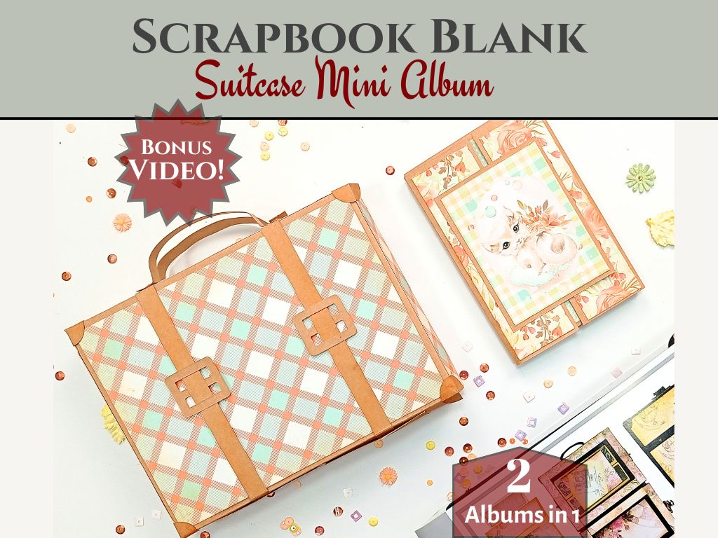 CrafTreat Scrapbook Blanks - Frame Accordion Suitcase - Black & Kraft Color