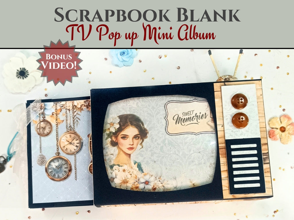 CrafTreat Scrapbook Blank Precut Album Base - TV Pop Up Mini Album - White