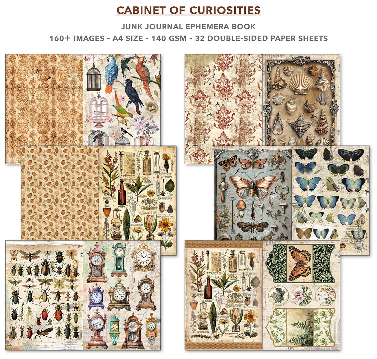 Cabinet Of Curiosities Junk Journal & Ephemera Book A4 32/Pkg