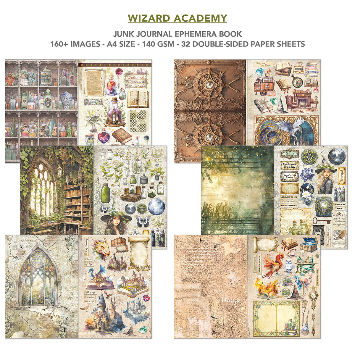 Wizard Academy Junk Journal & Ephemera Book A4 32/Pkg