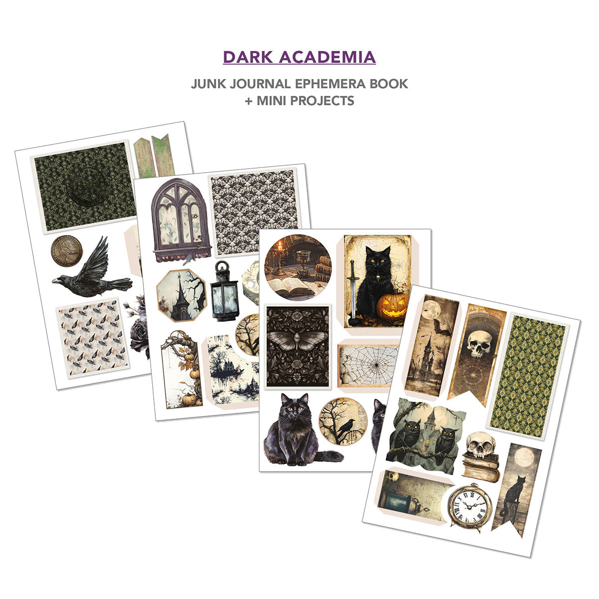 Dark Academia Junk Journal Ephemera Book A4 32/Pkg