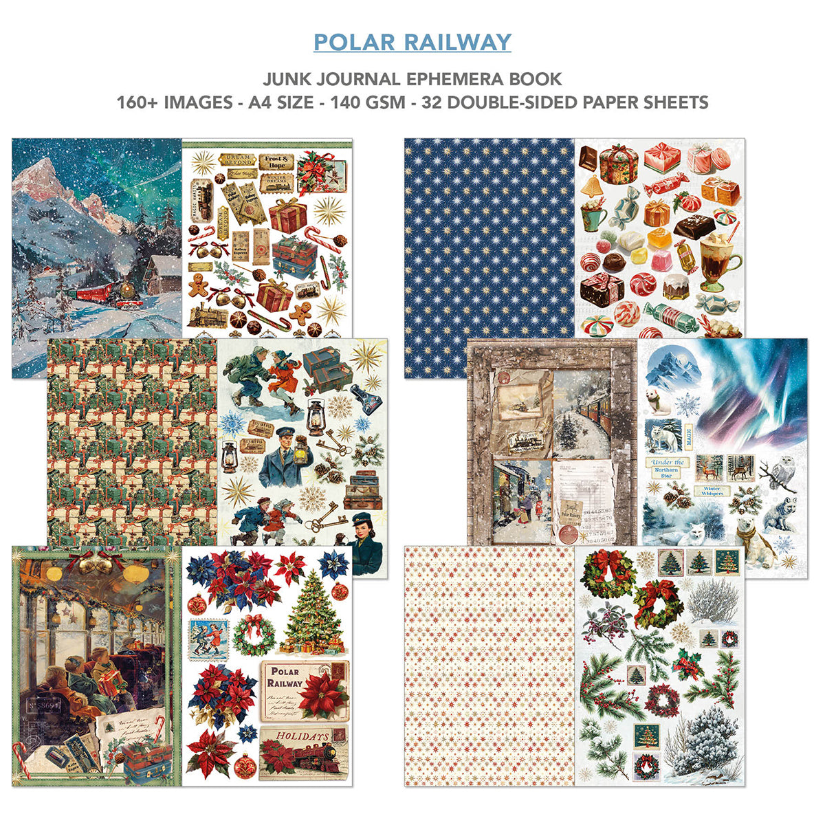 Polar Railway Junk Journal & Ephemera Book A4 32/Pkg