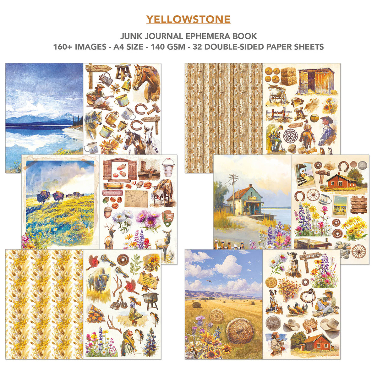 Yellowstone Junk Journal & Ephemera Book A4 32/Pkg