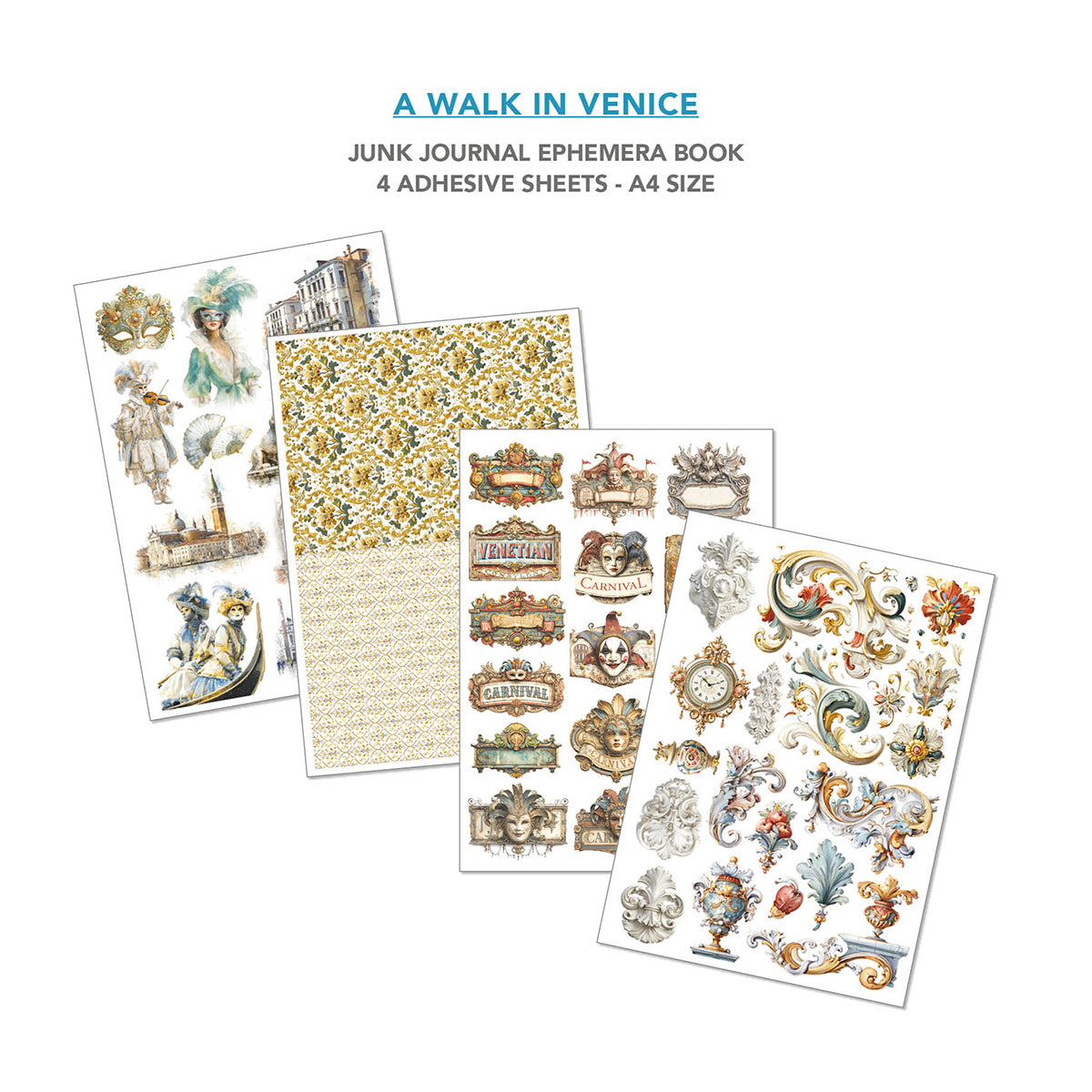 A Walk in Venice Junk Journal & Ephemera Book A4 32/Pkg