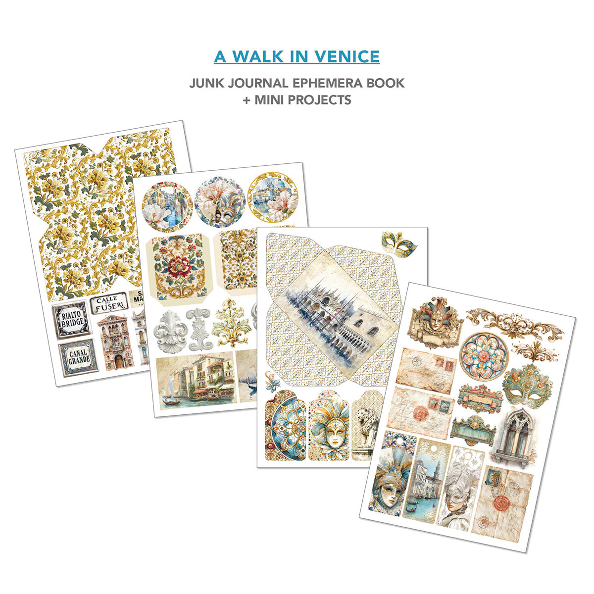 A Walk in Venice Junk Journal & Ephemera Book A4 32/Pkg