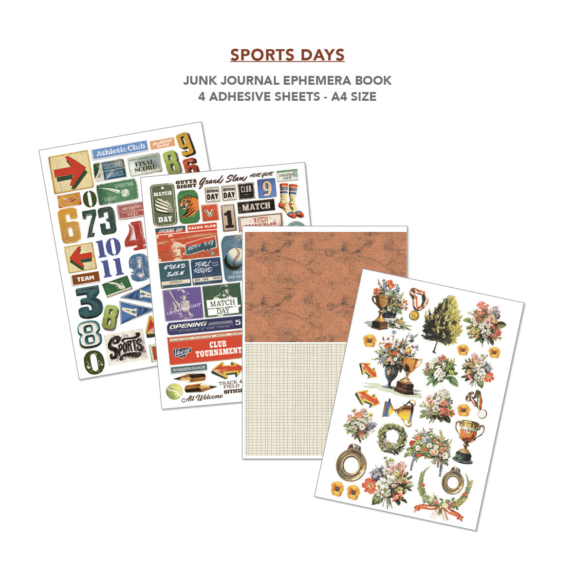 Sports Days Junk Journal & Ephemera Book A4 32/Pkg