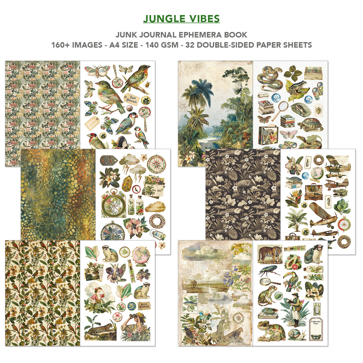 Jungle Vibes Junk Journal & Ephemera Book A4 32/Pkg