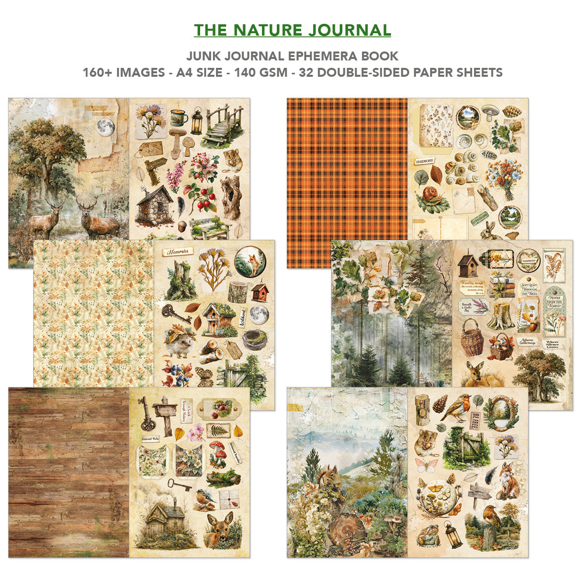 The Nature Journal Junk Journal & Ephemera Book A4 32/Pkg