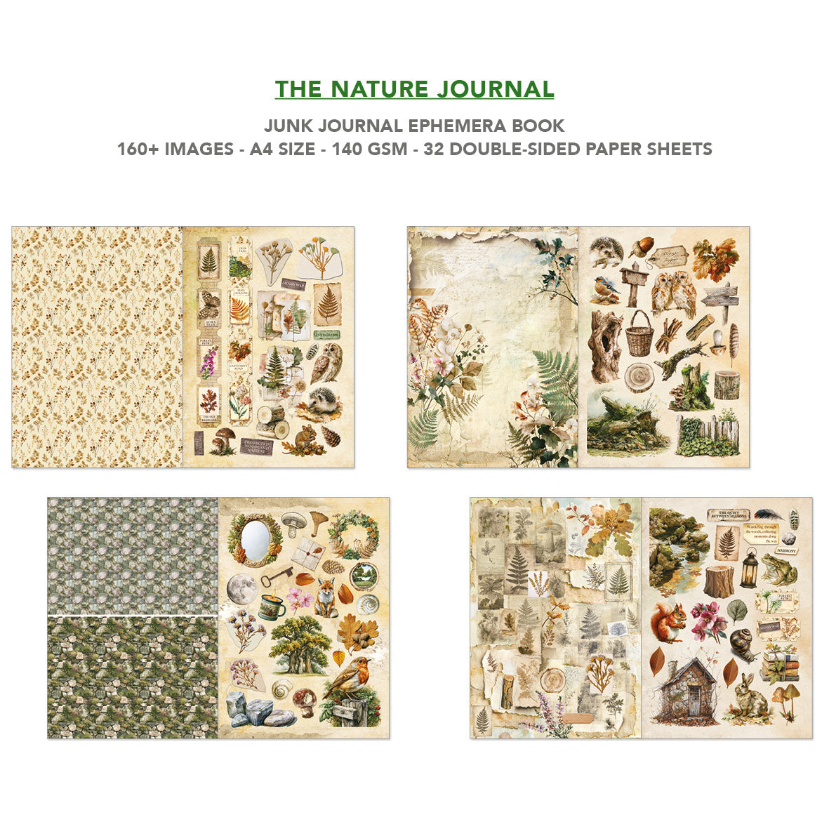 The Nature Journal Junk Journal & Ephemera Book A4 32/Pkg