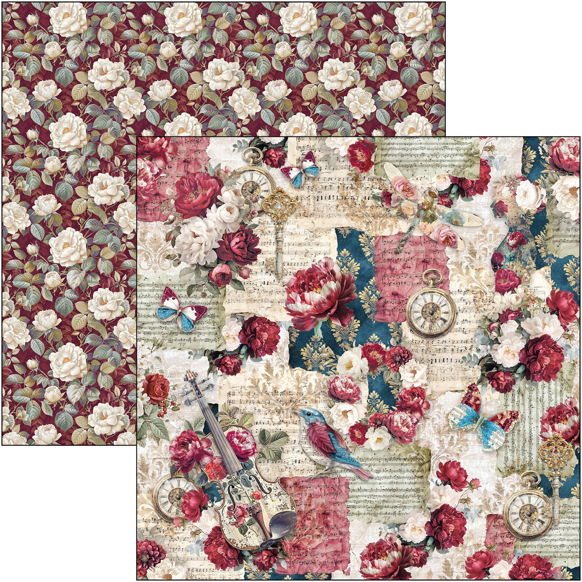 Bohemian Burgundy Paper Pad 12"x12" 12/Pkg