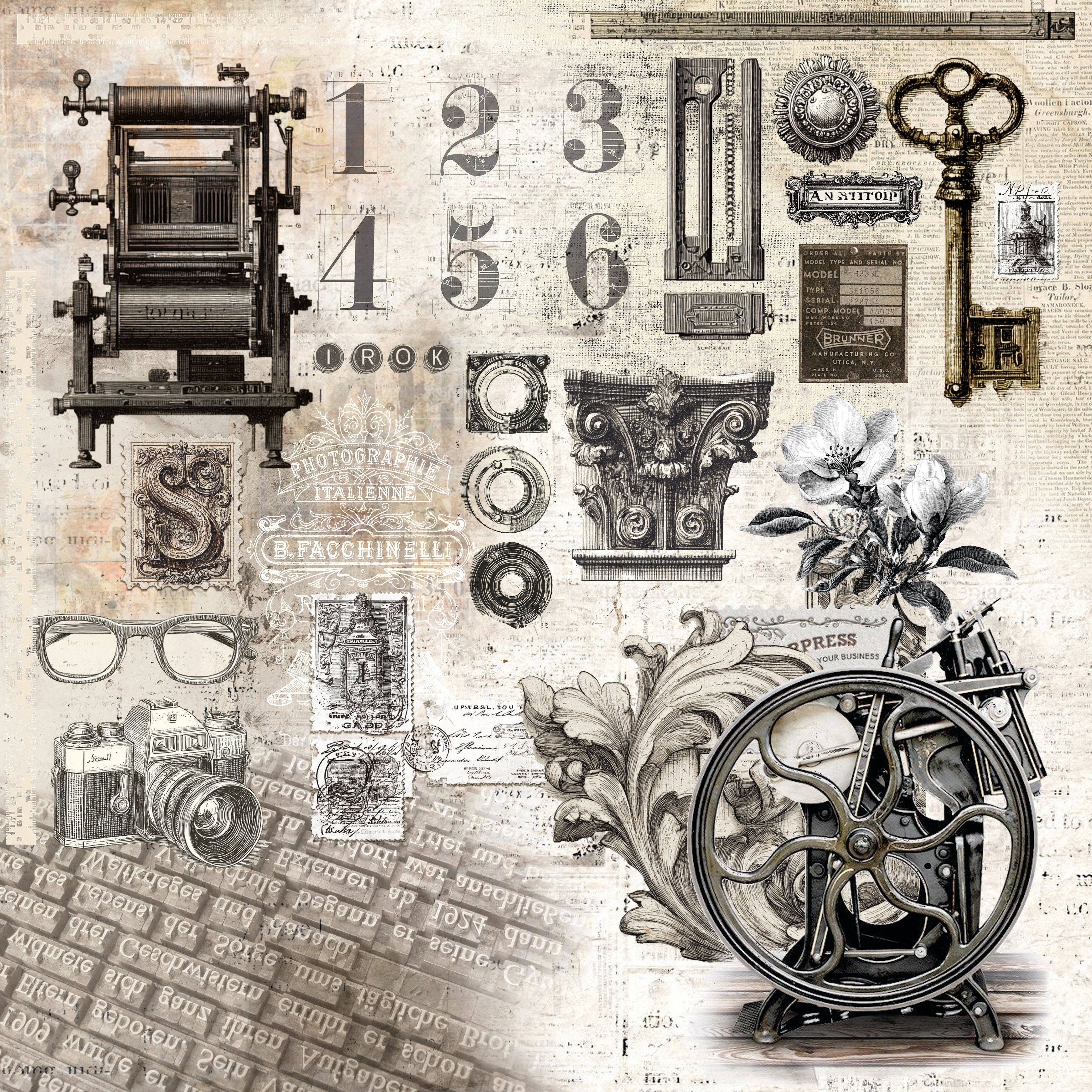Typographic Paper Pad 12"x12" 12/Pkg