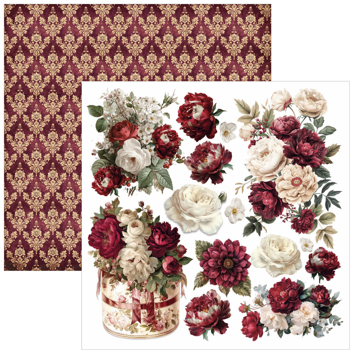 Bohemian Burgundy Fussy Cut Pad 6"x6" 24/Pkg