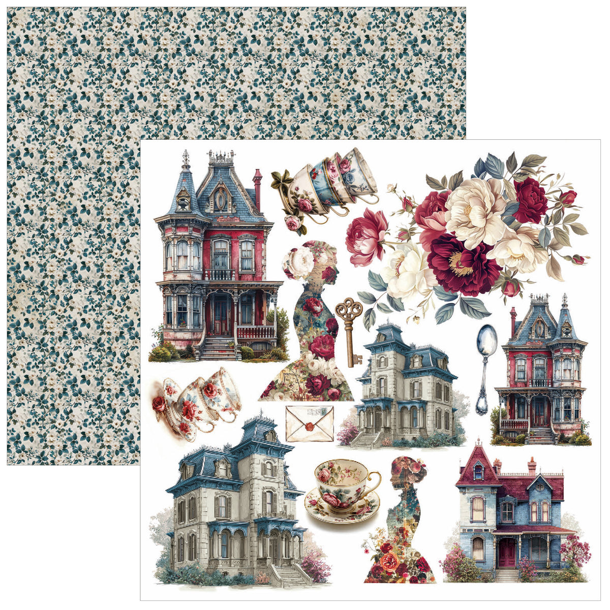 Bohemian Burgundy Fussy Cut Pad 6"x6" 24/Pkg