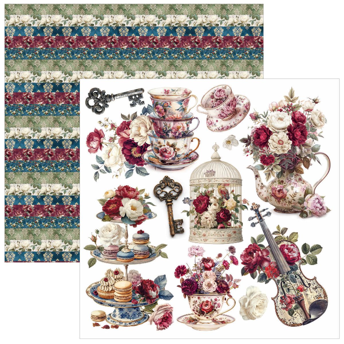 Bohemian Burgundy Fussy Cut Pad 6"x6" 24/Pkg
