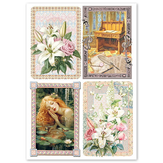 Rice Paper A4 MIXED 4/Pkg Courtly Love