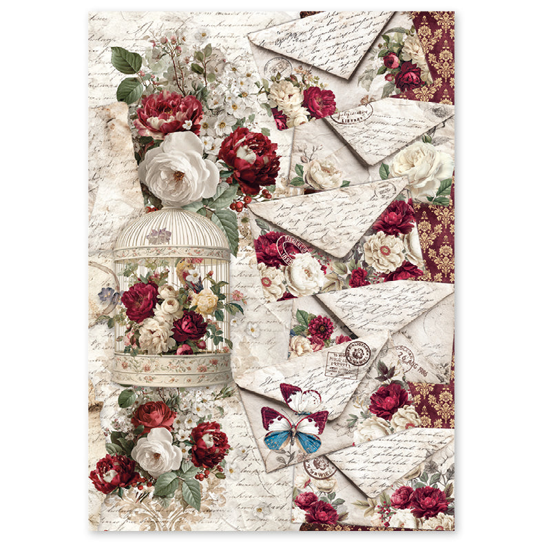 Rice Paper A4 MIXED 4/Pkg Bohemian Burgundy