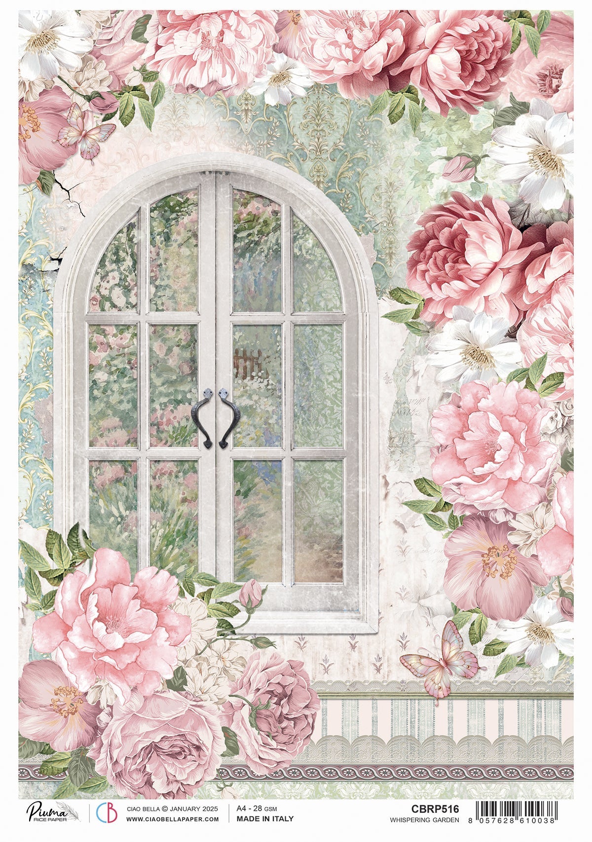 Rice Paper A4 Whispering Garden - 5 Sheets