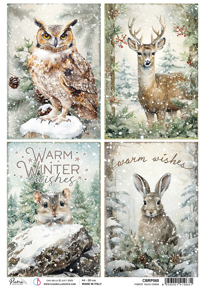 Rice Paper A4 Forest Tales Cards - 5 Sheets