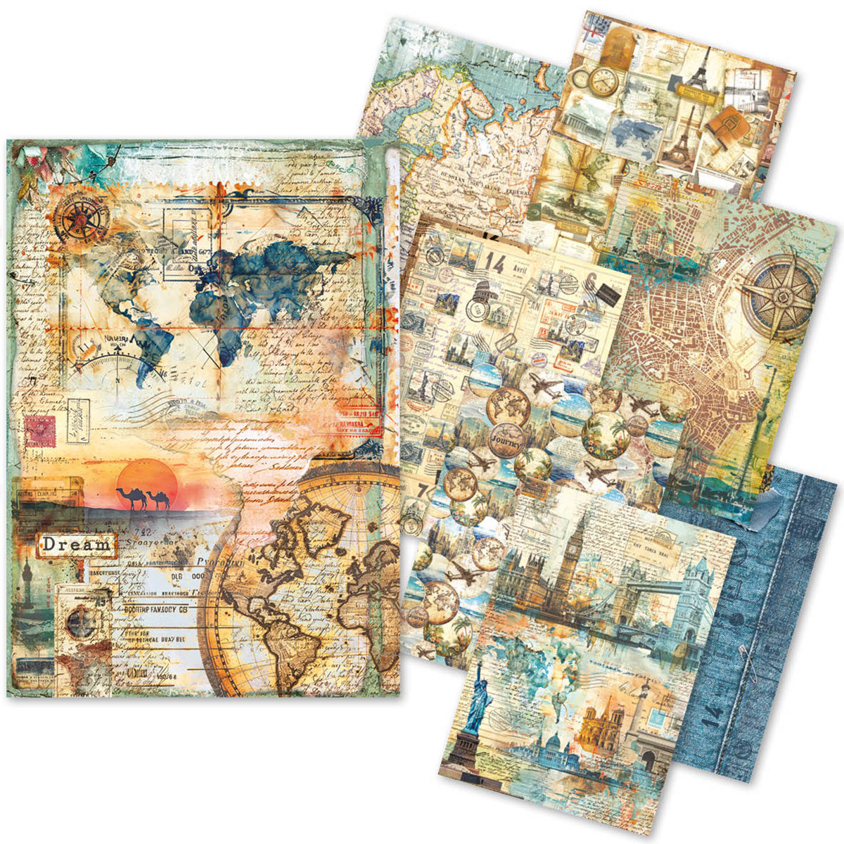 Rice Paper A5 MIXED 8/Pkg Wanderlust