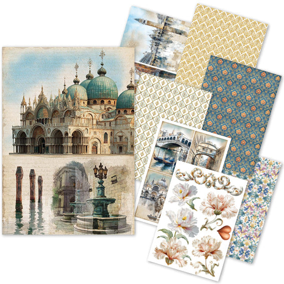 Rice Paper A5 MIXED 8/Pkg A Walk in Venice