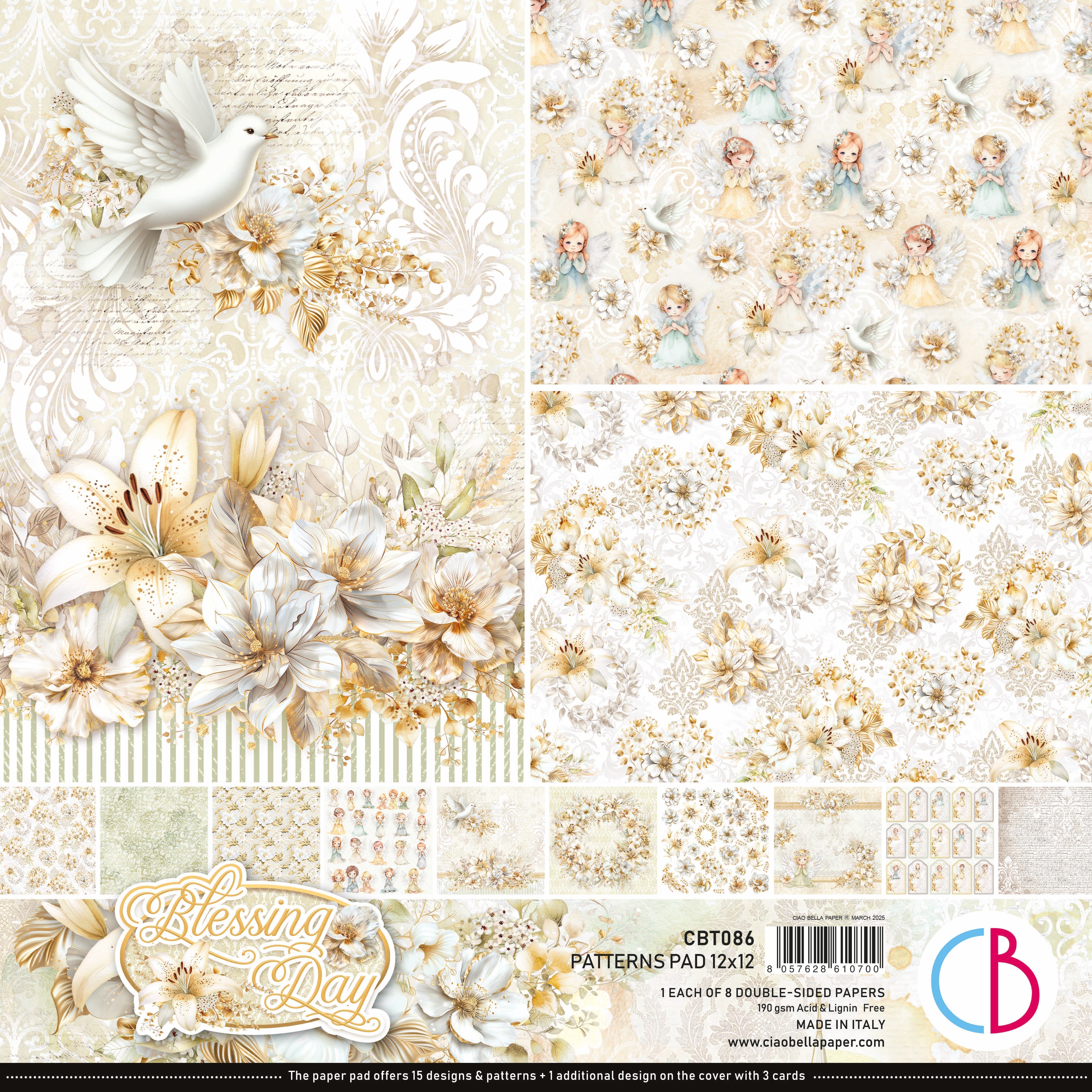Blessing Day Patterns Pad 12"x12" 8/Pkg