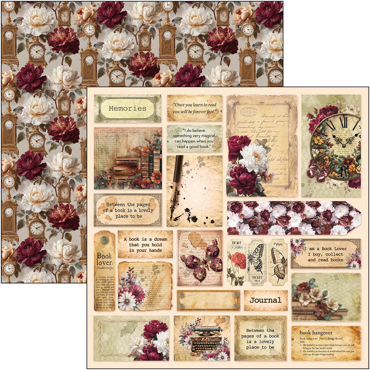 Book Lovers Patterns Pad 12"x12" 8/Pkg