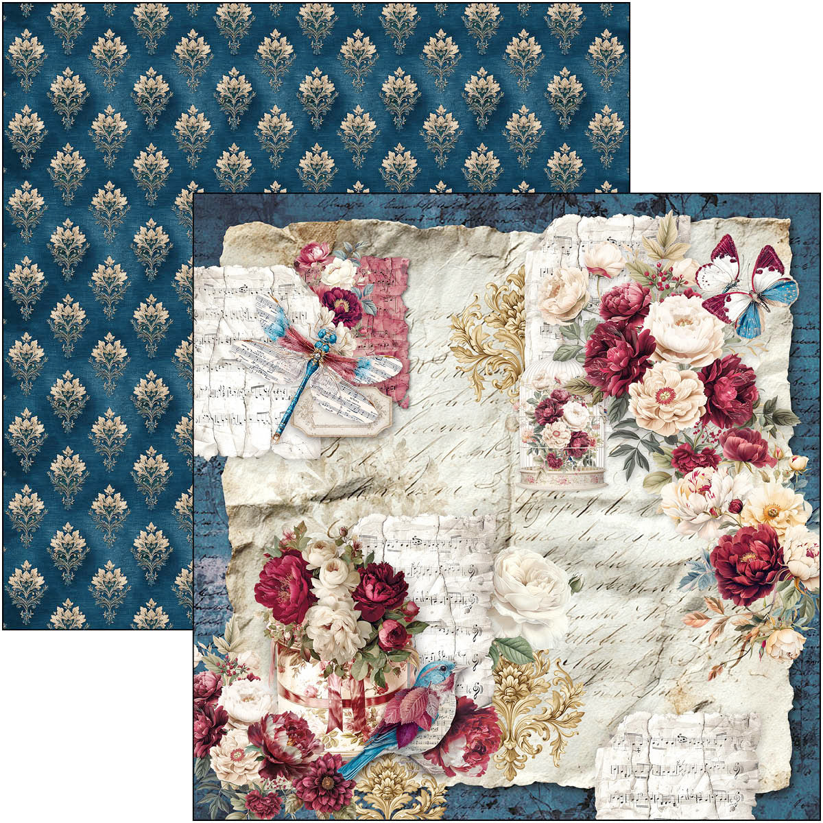 Bohemian Burgundy Patterns Pad 12"x12" 8/Pkg