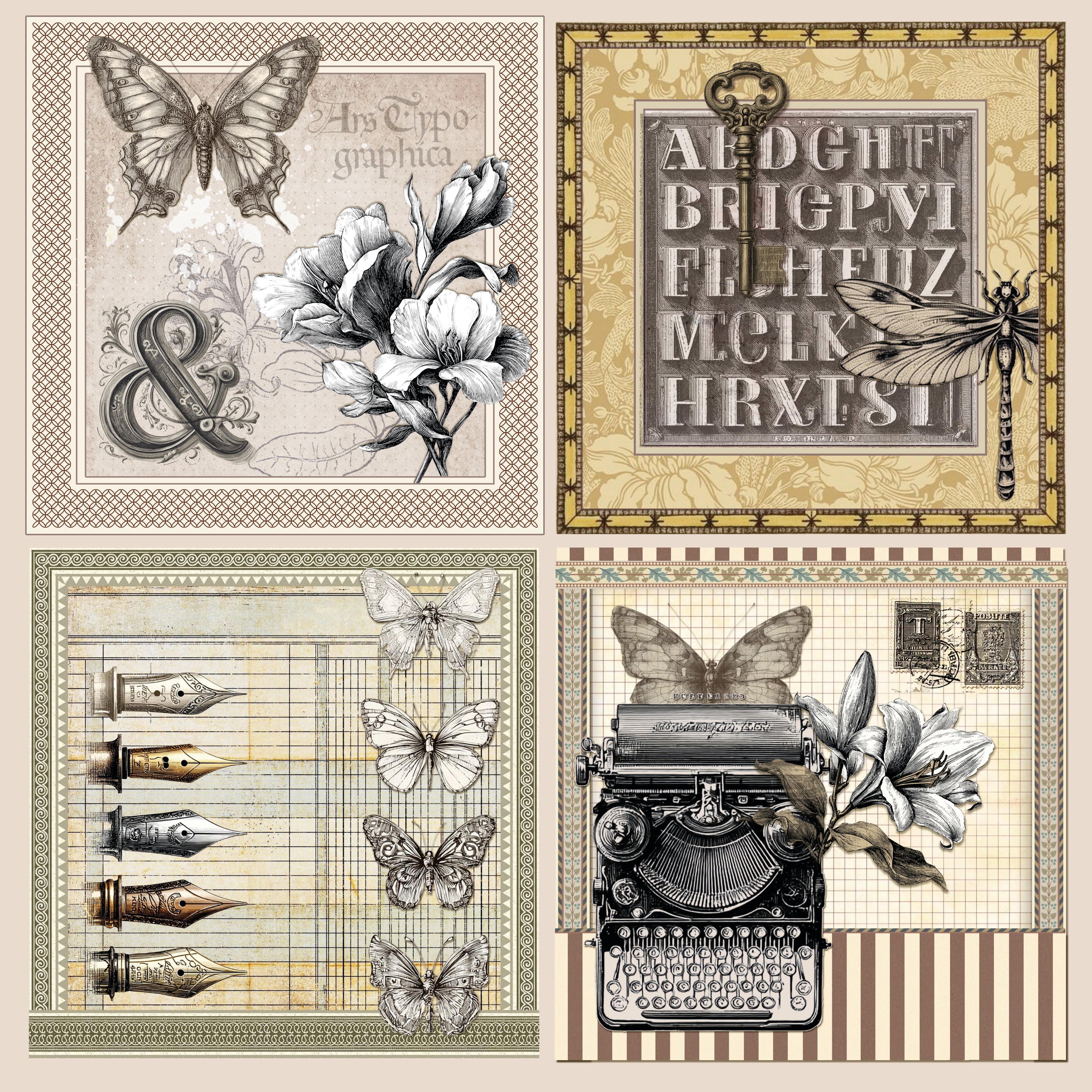 Typographic Patterns Pad 12"x12" 8/Pkg
