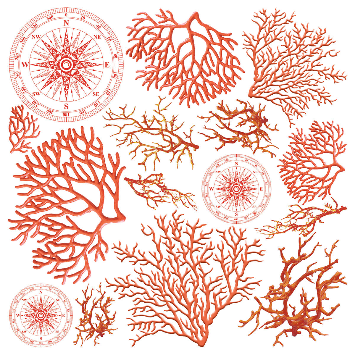 Vellum Coral Reef Fussy Cut 6"x6" 6/Pkg
