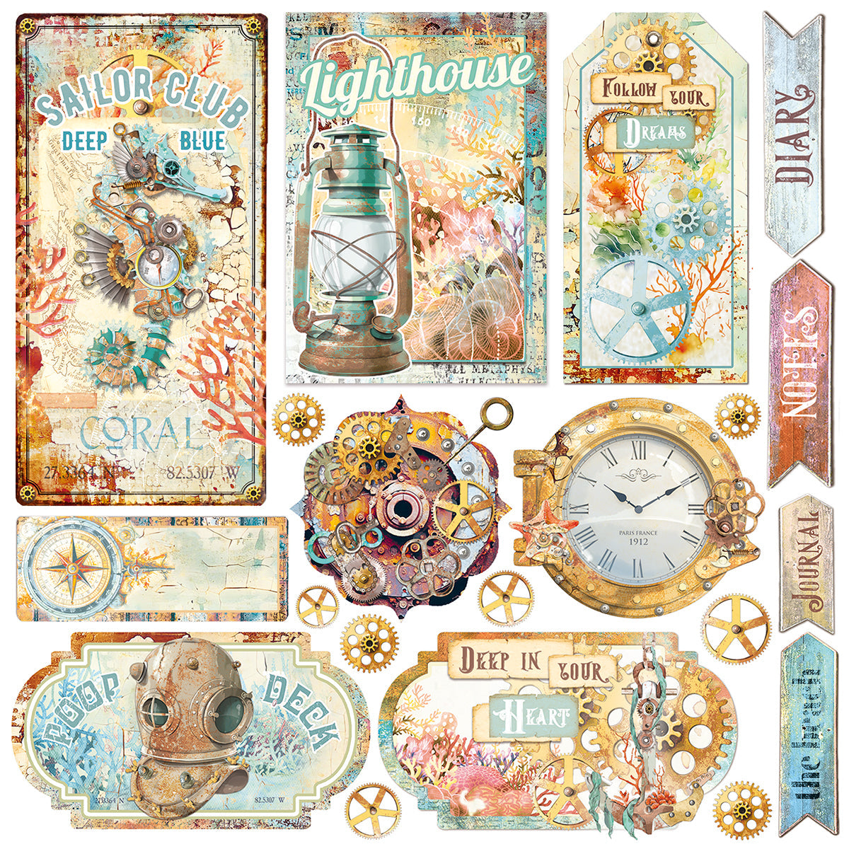 Vellum Coral Reef Fussy Cut 6"x6" 6/Pkg