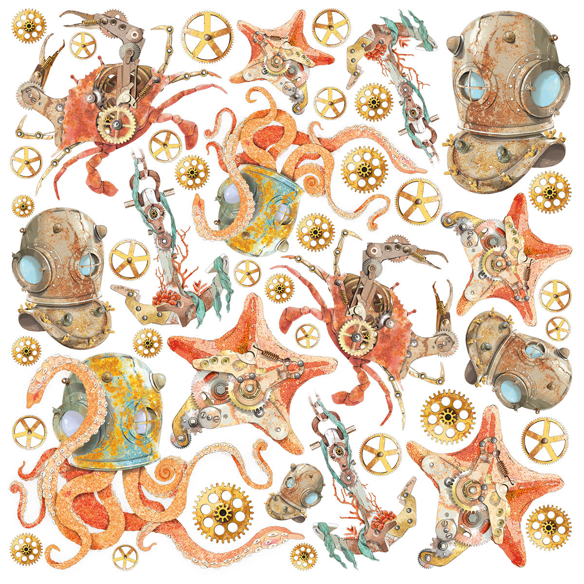 Vellum Coral Reef Fussy Cut 6"x6" 6/Pkg