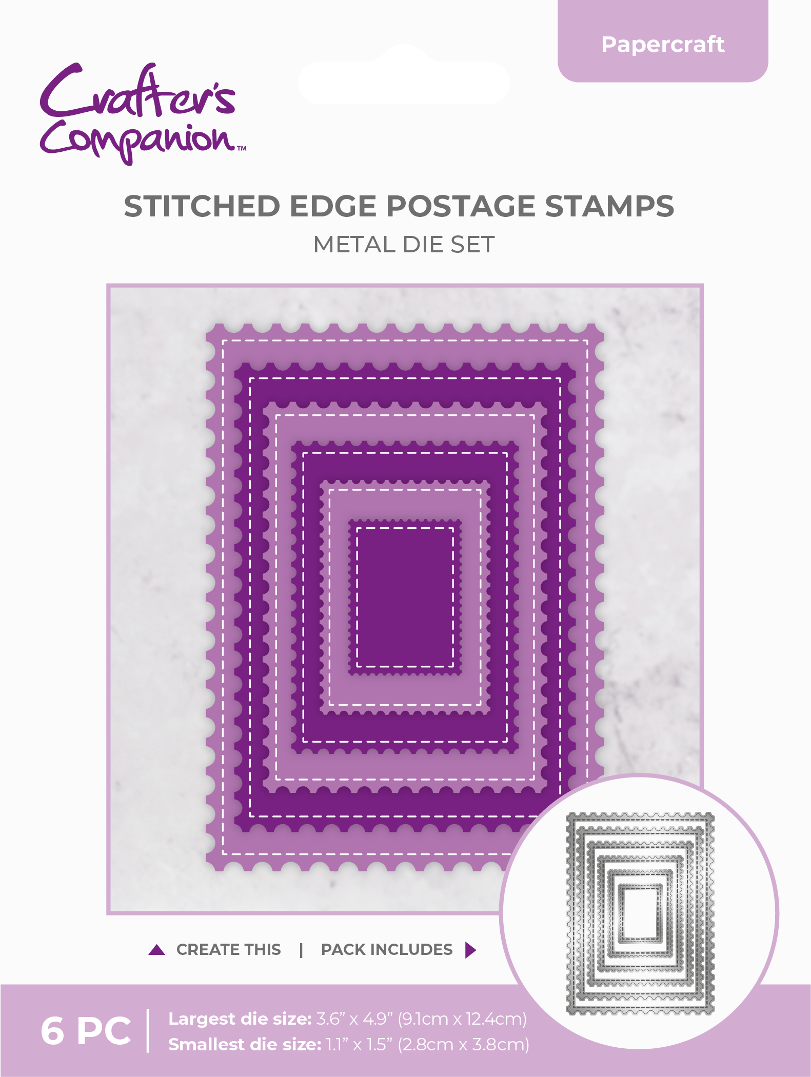 Crafter's Companion Metal Die - Stitched Edge Postage Stamps