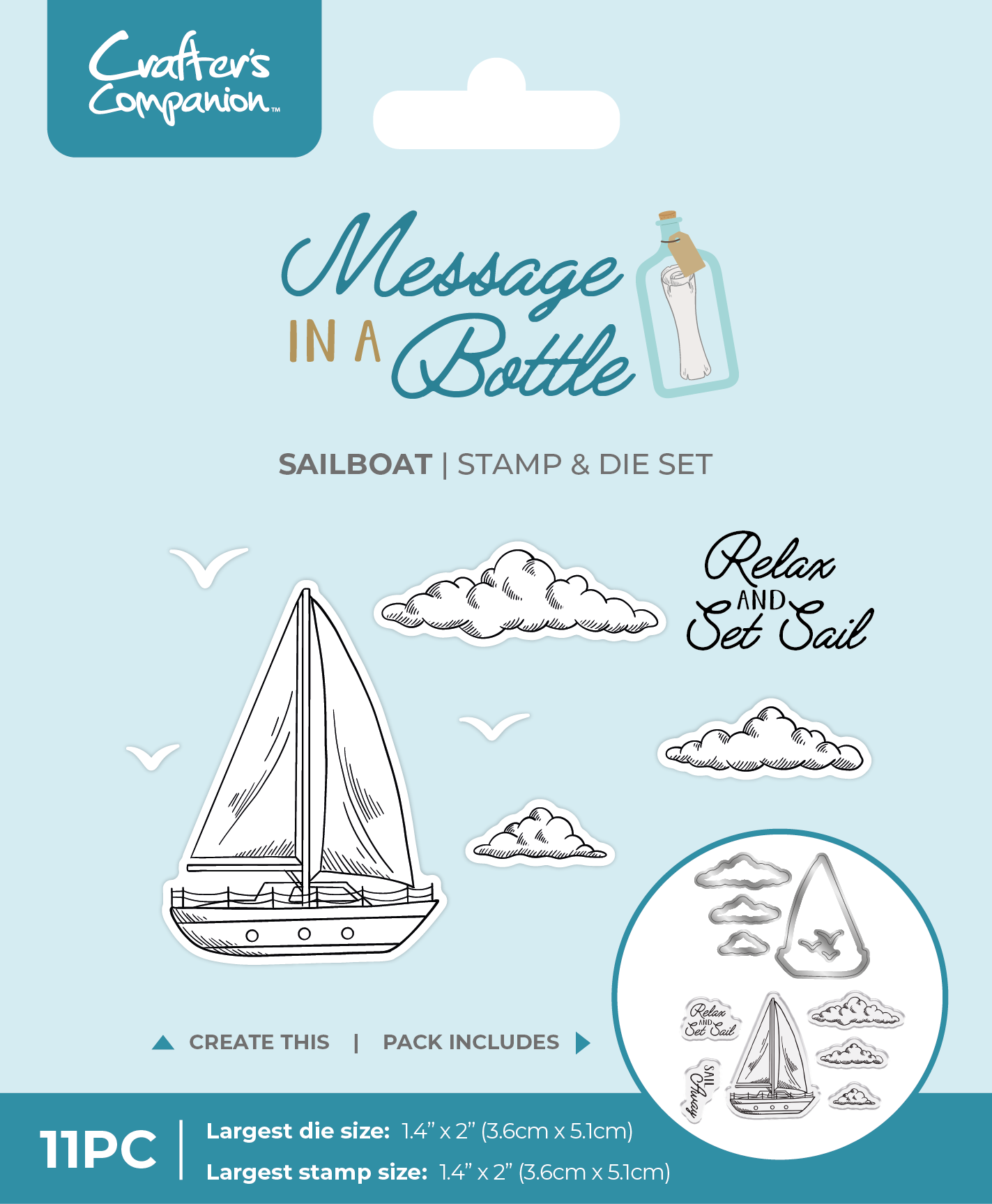 Crafter's Companion Message in a Bottle Stamp & Die – Sailboat