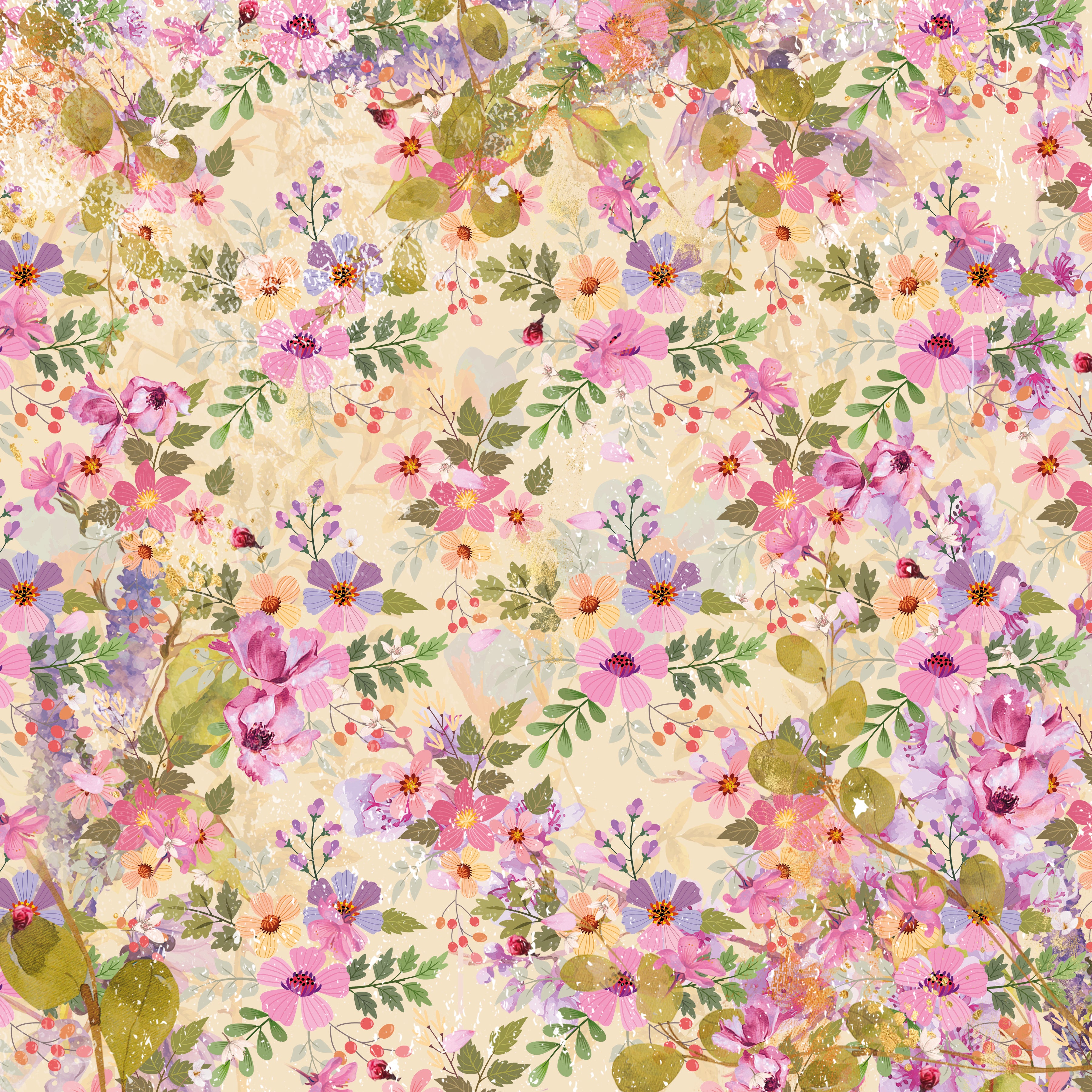 Spring Floral Print Paper Pad - 12" x 12"