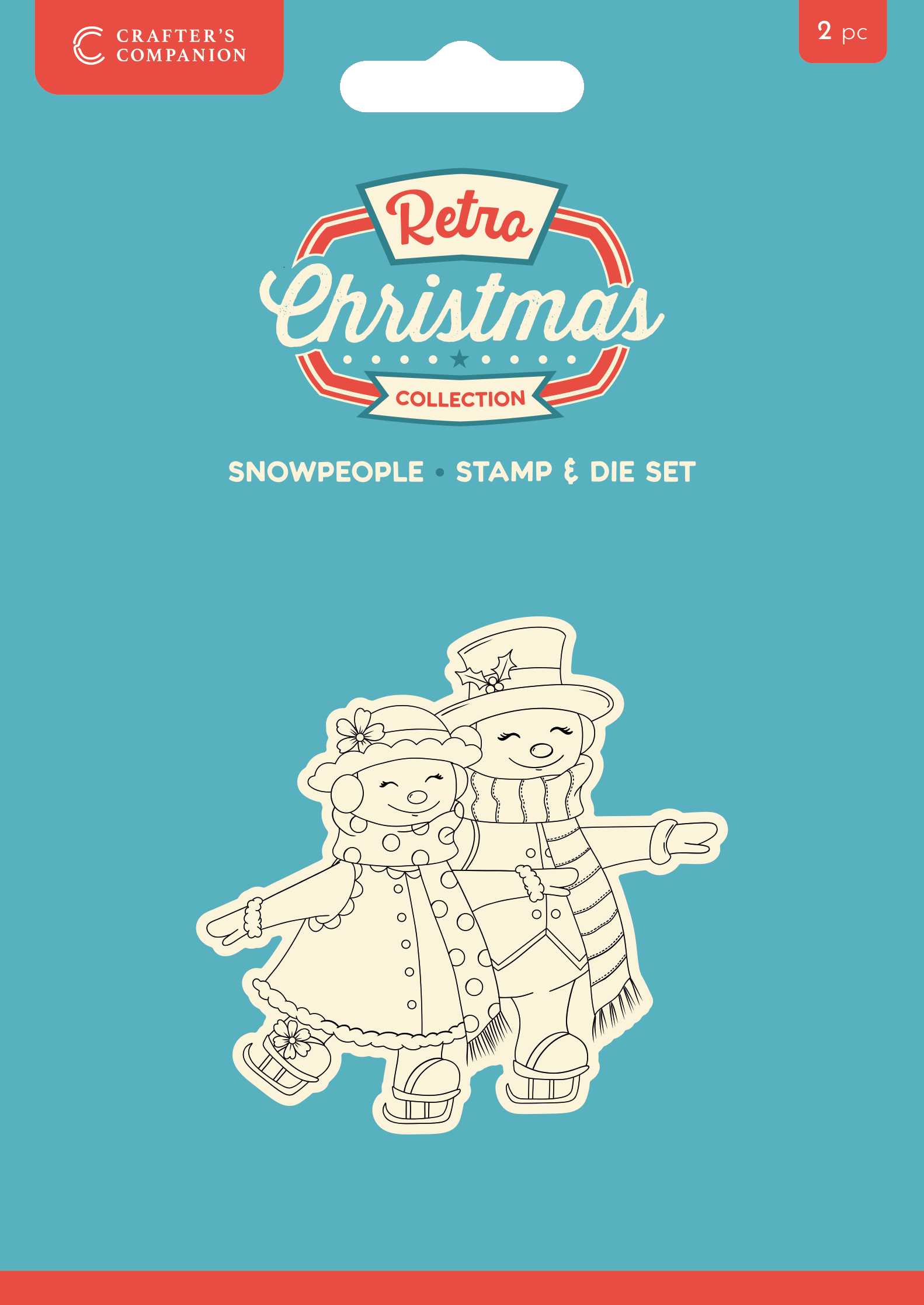 Crafter's Companion Retro Christmas Collection Stamp & Die Set - Snowpeople