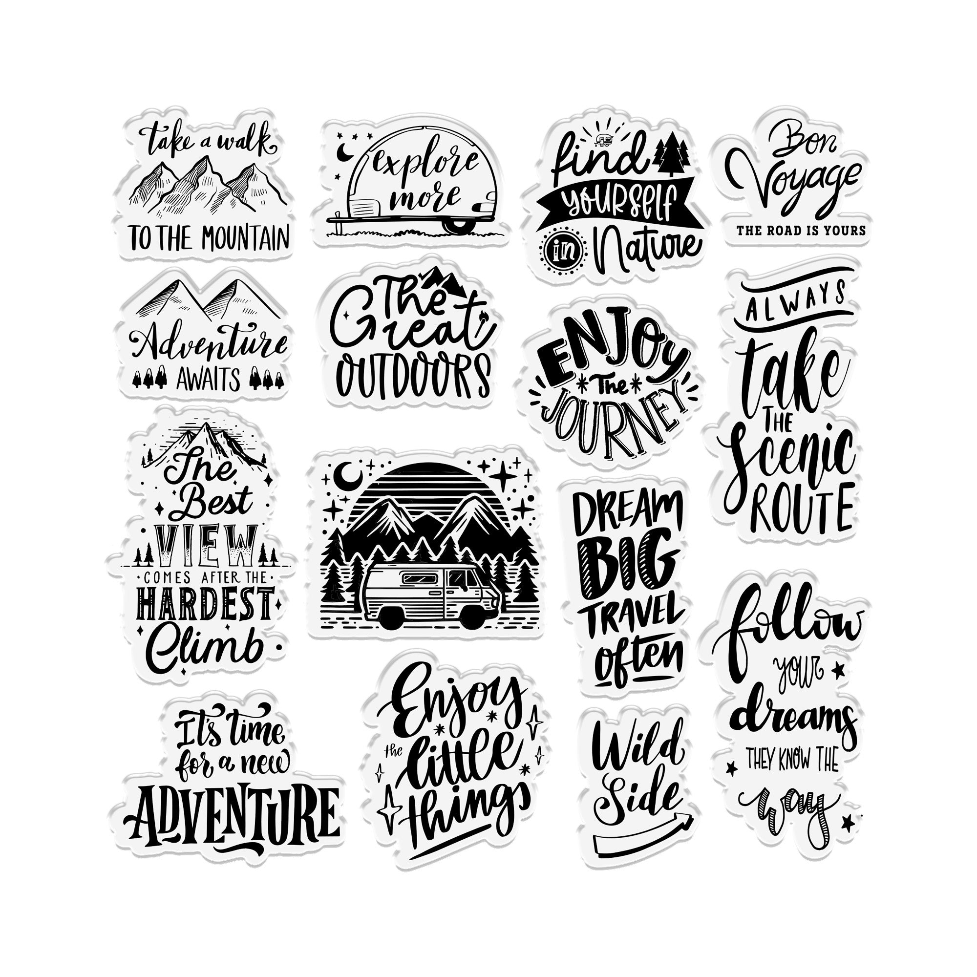 Crafters Companion The Great Outdoors Clear Acrylic Stamp Set - Find Yourself in Nature