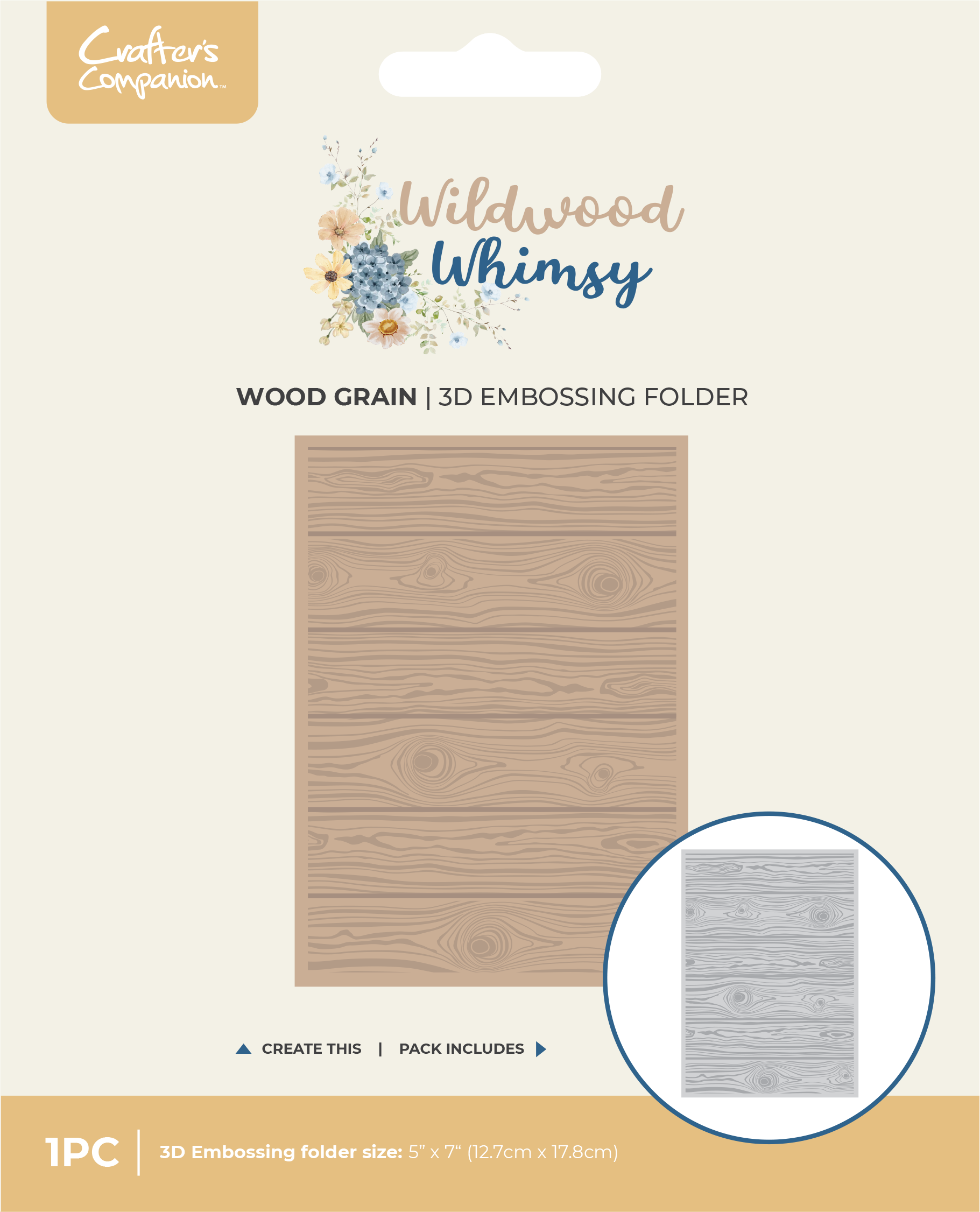 Wildwood Whimsy - Wood Grain 5" x 7" 3D Embossing Folder