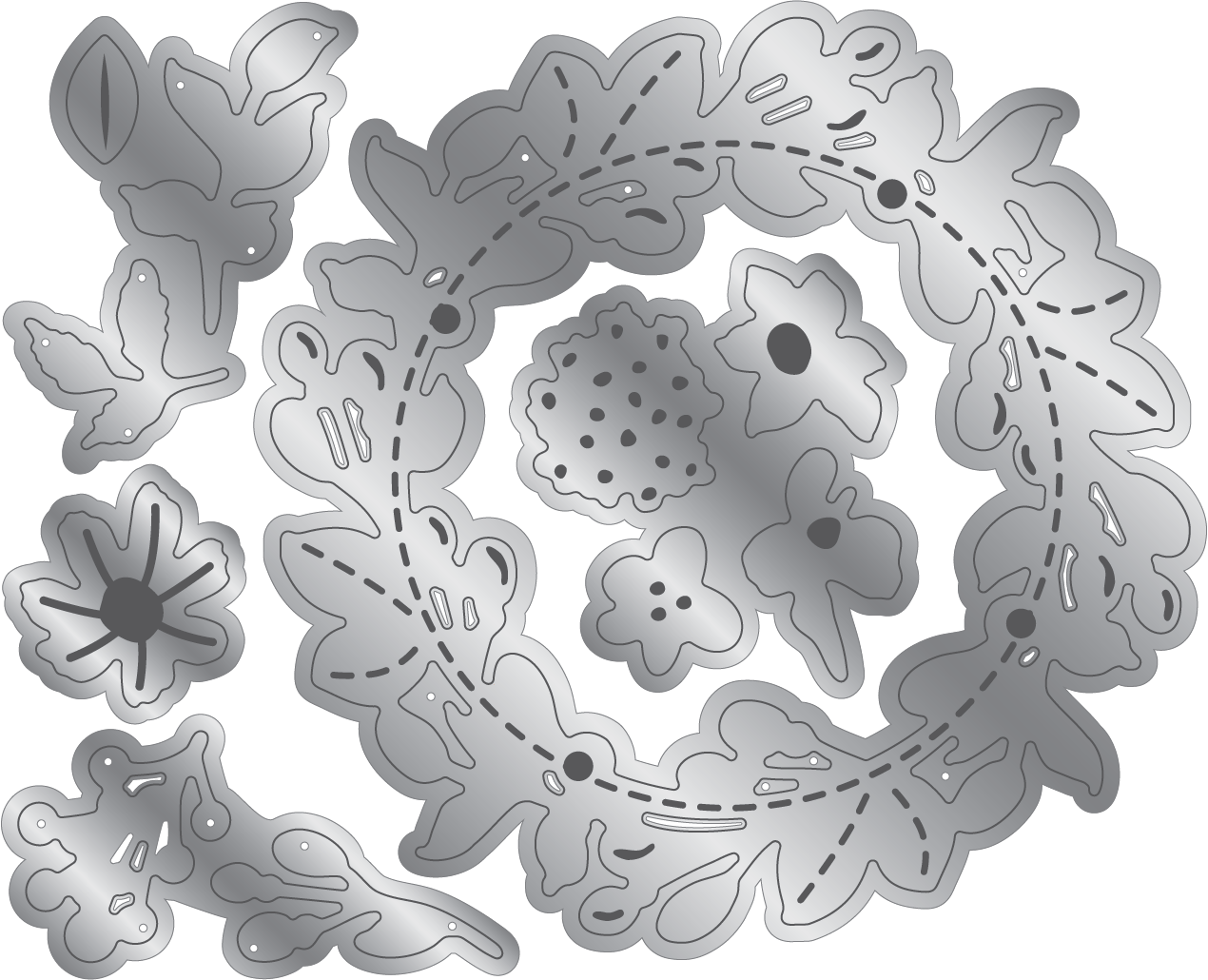 Wildwood Whimsy - Foliage Wreath Metal Die Set